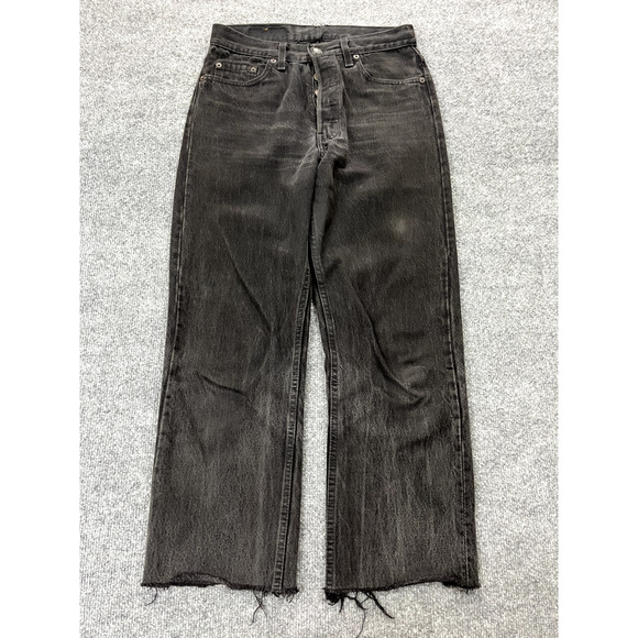 Vtg Levis 501 30x36 Fits 28 USA Made 90s Button Fly Grunge Distressed Black